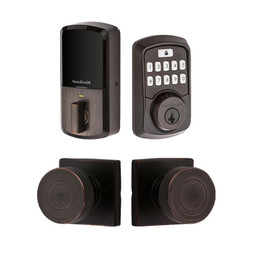 Kwikset / Pismo SQT Passage Knob + 942 Aura Electronic Deadbolt / Venetian Bronze / 942BLE DB 720PSK SQT 11P SMT Kwikset / Pismo SQT Passage Knob + 942 Aura Electronic Deadbolt / Venetian Bronze / 942BLE DB 720PSK SQT 11P SMT