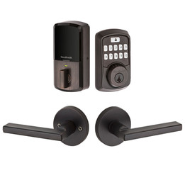 Kwikset / Halifax RDT Passage Lever + 942 Aura Electronic Deadbolt / Venetian Bronze / 942BLE DB 154HFL RDT 11P SMT Kwikset / Halifax RDT Passage Lever + 942 Aura Electronic Deadbolt / Venetian Bronze / 942BLE DB 154HFL RDT 11P SMT