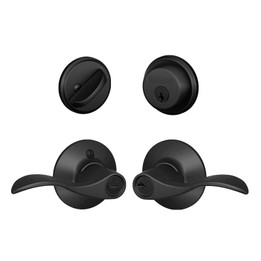 Schlage / Accent Lever / F51A Keyed Entry with B60 Single Cylinder Deadbolt Combo Pack / Matte Black / FB50ACC622 Schlage / Accent Lever / F51A Keyed Entry with B60 Single Cylinder Deadbolt Combo Pack / Matte Black / FB50ACC622