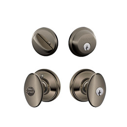 Schlage Georgian Antique Pewter F51A Keyed Entry Knob with B60