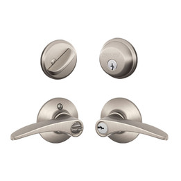 Schlage / Manhattan Lever / F51A Keyed Entry with B60 Single Cylinder Deadbolt Combo Pack / Satin Nickel / FB50MNH619