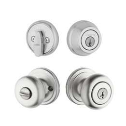 Kwikset / Hancock 740 Knob and 780 Single Cylinder SmartKey Deadbolt Combo / Satin Chrome / 991H 26D SMT Kwikset / Hancock 740 Knob and 780 Single Cylinder SmartKey Deadbolt Combo / Satin Chrome / 991H 26D SMT