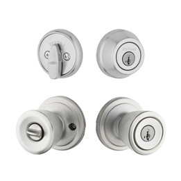 Kwikset / Abbey 740 Knob and 780 Single Cylinder SmartKey Deadbolt Combo / Satin Chrome / 991A 26D SMT Kwikset / Abbey 740 Knob and 780 Single Cylinder SmartKey Deadbolt Combo / Satin Chrome / 991A 26D SMT