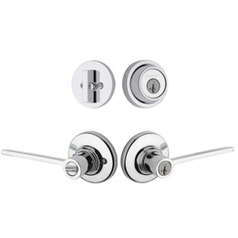 Kwikset / Ladera 405 RDT Lever and 660 RDT Single Cylinder SmartKey Deadbolt Combo Pack / Polished Chrome / 690LRL RDT 26 SMT Kwikset / Ladera 405 RDT Lever and 660 RDT Single Cylinder SmartKey Deadbolt Combo Pack / Polished Chrome / 690LRL RDT 26 SMT