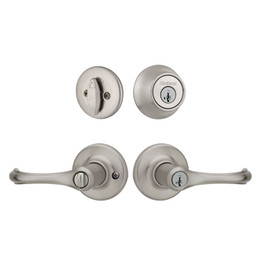Kwikset / Dorian 405 Lever and 660 Single Cylinder SmartKey Deadbolt Combo Pack / Satin Nickel / 690DNL 15 SMT Kwikset / Dorian 405 Lever and 660 Single Cylinder SmartKey Deadbolt Combo Pack / Satin Nickel / 690DNL 15 SMT