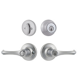 Kwikset / Dorian 405 Lever and 660 Single Cylinder SmartKey Deadbolt Combo Pack / Satin Chrome / 690DNL 26D SMT Kwikset / Dorian 405 Lever and 660 Single Cylinder SmartKey Deadbolt Combo Pack / Satin Chrome / 690DNL 26D SMT