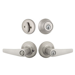 Kwikset / Delta 405 Lever and 660 Single Cylinder SmartKey Deadbolt Combo Pack / Satin Nickel / 690DL 15 SMT Kwikset / Delta 405 Lever and 660 Single Cylinder SmartKey Deadbolt Combo Pack / Satin Nickel / 690DL 15 SMT