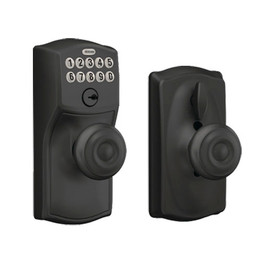 Schlage / Camelot Flex-Lock Keypad with Georgian Knob / Entry / Matte Black / FE595CAMxGEO 622