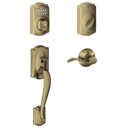 Schlage / Camelot Keypad Handleset / Keyed Entry / Antique Brass / FE365 CAM 609 Schlage / Camelot Keypad Handleset / Keyed Entry / Antique Brass / FE365 CAM 609