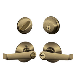 Schlage Elan Satin Chrome F51A Keyed Entry Lever with B60 Deadbolt