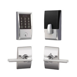 Schlage / 489 Century Encode WiFi Deadbolt with Latitude x Century Passage Lever / Bright Chrome / FBE489CEN-LATxCEN625 Schlage / 489 Century Encode WiFi Deadbolt with Latitude x Century Passage Lever / Bright Chrome / FBE489CEN-LATxCEN625