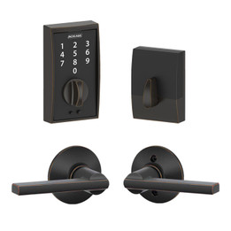 Schlage / BE375 Century Touch Deadbolt with Latitude Passage Lever / Aged Bronze / FBE375CEN-LAT716 Schlage / BE375 Century Touch Deadbolt with Latitude Passage Lever / Aged Bronze / FBE375CEN-LAT716