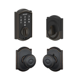 Schlage / BE375 Camelot Touch Deadbolt with Georgian x Camelot Passage Knob / Aged Bronze / FBE375CAM-GEOxCAM716 Schlage / BE375 Camelot Touch Deadbolt with Georgian x Camelot Passage Knob / Aged Bronze / FBE375CAM-GEOxCAM716