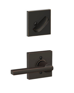 Schlage / F Series Single Cylinder Interior Trim Pack / Latitude Lever with Collins Rose / Aged Bronze / Single Cylinder / F59LAT716COL Schlage / F Series Single Cylinder Interior Trim Pack / Latitude Lever with Collins Rose / Aged Bronze / Single Cylinder / F59LAT716COL