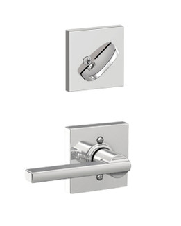 Schlage / F Series Dummy Cylinder Interior Trim Pack / Latitude Lever with Collins Rose / Bright Chrome / Dummy Cylinder / F94LAT625COL Schlage / F Series Dummy Cylinder Interior Trim Pack / Latitude Lever with Collins Rose / Bright Chrome / Dummy Cylinder / F94LAT625COL