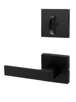 Kwikset / 966 Single Cylinder Interior Trim Pack / Singapore Lever with Square Rose / Matte Black / 966SALSQT514 Kwikset / 966 Single Cylinder Interior Trim Pack / Singapore Lever with Square Rose / Matte Black / 966SALSQT514