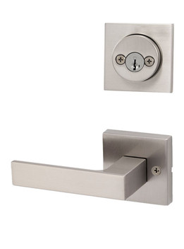 Kwikset / 967 Double Cylinder Interior Trim Pack / Singapore Lever with Square Rose / Satin Nickel / 967SALSQT15 SMT Kwikset / 967 Double Cylinder Interior Trim Pack / Singapore Lever with Square Rose / Satin Nickel / 967SALSQT15 SMT