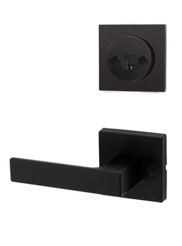 Kwikset / 967 Double Cylinder Interior Trim Pack / Singapore Lever with Square Rose / Matte Black / 967SALSQT514 SMT Kwikset / 967 Double Cylinder Interior Trim Pack / Singapore Lever with Square Rose / Matte Black / 967SALSQT514 SMT