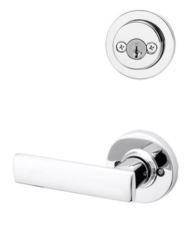 Kwikset / 967 Double Cylinder Interior Trim Pack / Breton Lever with Round Rose / Polished Chrome / 967BRNLRDT26 SMT Kwikset / 967 Double Cylinder Interior Trim Pack / Breton Lever with Round Rose / Polished Chrome / 967BRNLRDT26 SMT