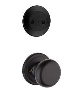 Kwikset / 606 Dummy Cylinder Interior Trim Pack / Hancock Knob / Matte Black / 606H514