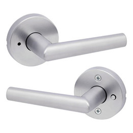 Kwikset Milan Lever with Round Rose Privacy Satin Nickel, 730MILRDT 15