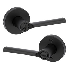 Kwikset / Lisbon Lever with Round Rose / Keyed Entry - SmartKey / Matte Black / 740LSLRDT 514 SMT Kwikset / Lisbon Lever with Round Rose / Keyed Entry - SmartKey / Matte Black / 740LSLRDT 514 SMT