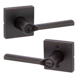 Kwikset / Lisbon Lever with Square Rose / Keyed Entry - SmartKey / Venetian Bronze / 740LSLSQT 11P SMT Kwikset / Lisbon Lever with Square Rose / Keyed Entry - SmartKey / Venetian Bronze / 740LSLSQT 11P SMT