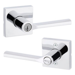 Kwikset / Lisbon Lever with Square Rose / Keyed Entry - SmartKey / Polished Chrome / 740LSLSQT 26 SMT Kwikset / Lisbon Lever with Square Rose / Keyed Entry - SmartKey / Polished Chrome / 740LSLSQT 26 SMT