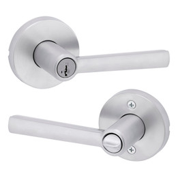 Kwikset / Montreal Lever with Round Rose / Keyed Entry - SmartKey / Satin Chrome / 740MRLRDT 26D SMT Kwikset / Montreal Lever with Round Rose / Keyed Entry - SmartKey / Satin Chrome / 740MRLRDT 26D SMT