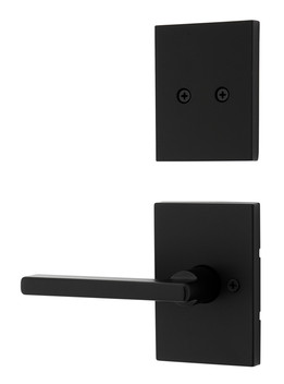 Kwikset / 973 Dummy Cylinder Interior Trim Pack / Halifax Lever with Rectangular Rose / Matte Black / 973HFL RCT 514 Kwikset / 973 Dummy Cylinder Interior Trim Pack / Halifax Lever with Rectangular Rose / Matte Black / 973HFL RCT 514
