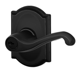 Schlage / Flair Lever with Camelot Rose / Keyed Entry / Matte Black / F51AFLA 622 CAM Schlage / Flair Lever with Camelot Rose / Keyed Entry / Matte Black / F51AFLA 622 CAM