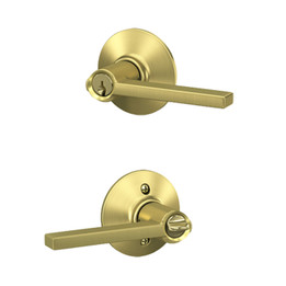 Schlage / Latitude Lever / Keyed Entry / Satin Brass / F51ALAT 608 Schlage / Latitude Lever / Keyed Entry / Satin Brass / F51ALAT 608