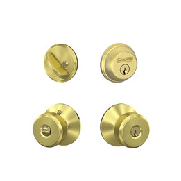 Schlage / Bowery x Collins Knob / F51A Keyed Entry with B60 Single Cylinder  Deadbolt Combo Pack / Satin Nickel / FB50BWE619COL