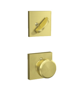 Schlage / F Series Dummy Cylinder Interior Trim Pack / Bowery Knob with Collins Rose / Satin Brass / Dummy Cylinder / F94BWE608COL Schlage / F Series Dummy Cylinder Interior Trim Pack / Bowery Knob with Collins Rose / Satin Brass / Dummy Cylinder / F94BWE608COL