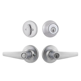 Kwikset / Delta 405 Lever and 660 Single Cylinder SmartKey Deadbolt Combo Pack / Satin Chrome / 690DL 26D SMT CP Kwikset / Delta 405 Lever and 660 Single Cylinder SmartKey Deadbolt Combo Pack / Satin Chrome / 690DL 26D SMT CP