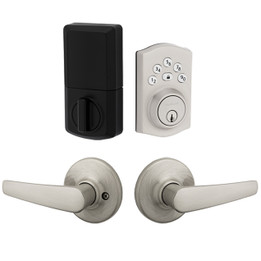 Kwikset / Delta Passage Lever + 240 TRL Electronic Deadbolt / Satin Nickel / 9240 TRL DB 200DL 15 Kwikset / Delta Passage Lever + 240 TRL Electronic Deadbolt / Satin Nickel / 9240 TRL DB 200DL 15