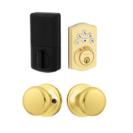 Kwikset / Hancock Passage Knob + 240 TRL Electronic Deadbolt / Polished Brass / 9240 TRL DB 720H 3 Kwikset / Hancock Passage Knob + 240 TRL Electronic Deadbolt / Polished Brass / 9240 TRL DB 720H 3