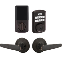 Kwikset / Delta Passage Lever + 250 TRS Electronic Deadbolt / Venetian Bronze / 9250 TRS DB 200DL 11P SMT Kwikset / Delta Passage Lever + 250 TRS Electronic Deadbolt / Venetian Bronze / 9250 TRS DB 200DL 11P SMT