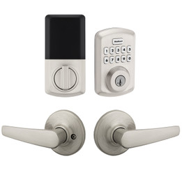 Kwikset / Delta Passage Lever + 250 TRS Electronic Deadbolt / Satin Nickel / 9250 TRS DB 200DL 15 SMT Kwikset / Delta Passage Lever + 250 TRS Electronic Deadbolt / Satin Nickel / 9250 TRS DB 200DL 15 SMT