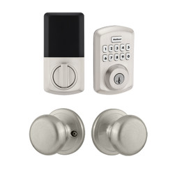 Kwikset / Hancock Passage Knob + 250 TRS Electronic Deadbolt / Satin Nickel / 9250 TRS DB 720H 15 SMT Kwikset / Hancock Passage Knob + 250 TRS Electronic Deadbolt / Satin Nickel / 9250 TRS DB 720H 15 SMT