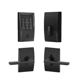 Schlage / 499 Century Encode WiFi Deadbolt with Latitude x Century Passage Lever / Matte Black / FBE499CEN-LATxCEN622 Schlage / 499 Century Encode WiFi Deadbolt with Latitude x Century Passage Lever / Matte Black / FBE499CEN-LATxCEN622