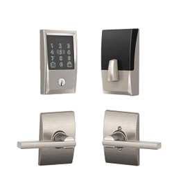 Schlage / 499 Century Encode Plus WiFi Deadbolt with Latitude x Century Passage Lever / Satin Nickel / FBE499CEN-LATxCEN619 Schlage / 499 Century Encode Plus WiFi Deadbolt with Latitude x Century Passage Lever / Satin Nickel / FBE499CEN-LATxCEN619