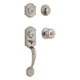 Kwikset / Montara Handleset x Juno Knob / Single Cylinder SmartKey  / Satin Nickel / 553MNH 15 SMT x J CP Kwikset / Montara Handleset x Juno Knob / Single Cylinder SmartKey  / Satin Nickel / 553MNH 15 SMT x J CP