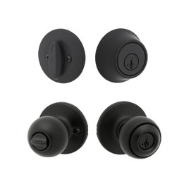 Kwikset / Polo 400 Knob and 660 Single Cylinder SmartKey Deadbolt Combo Pack / Matte Black / 690P 514 SMT CP Kwikset / Polo 400 Knob and 660 Single Cylinder SmartKey Deadbolt Combo Pack / Matte Black / 690P 514 SMT CP