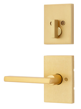 Kwikset / 971 Single Cylinder Interior Trim Pack / Halifax Lever with Rectangular Rose / Satin Brass / 971HFL RCT 4 Kwikset / 971 Single Cylinder Interior Trim Pack / Halifax Lever with Rectangular Rose / Satin Brass / 971HFL RCT 4