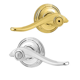 Kwikset / Avalon Lever / Privacy /  Polished Brass x Polished Chrome / 730AVL 3x26 LH Kwikset / Avalon Lever / Privacy /  Polished Brass x Polished Chrome / 730AVL 3x26 LH
