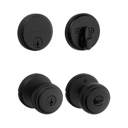 Kwikset / Sora 740 Knob and 258 Hometown Single Cylinder Deadbolt Combo / Matte Black / 991 SOK 514 SMT