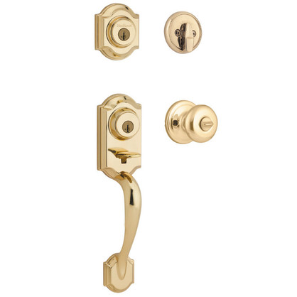 Kwikset / Montara Handleset x Juno Kno / Single Cylinder SmartKey  / Polished Brass / 553MNH 3 SMT x J CP