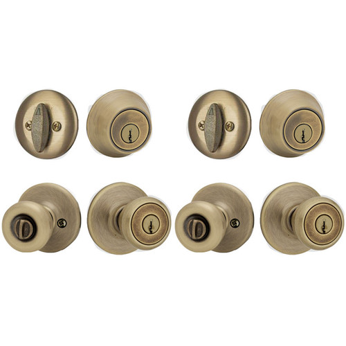 k96カーキベージュ1 Kwikset / Tylo 400 Knobs and 660 Single Cylinder Deadbolts Combo