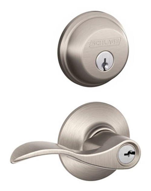 Schlage Accent Satin Nickel F51A Keyed Entry Lever with B60